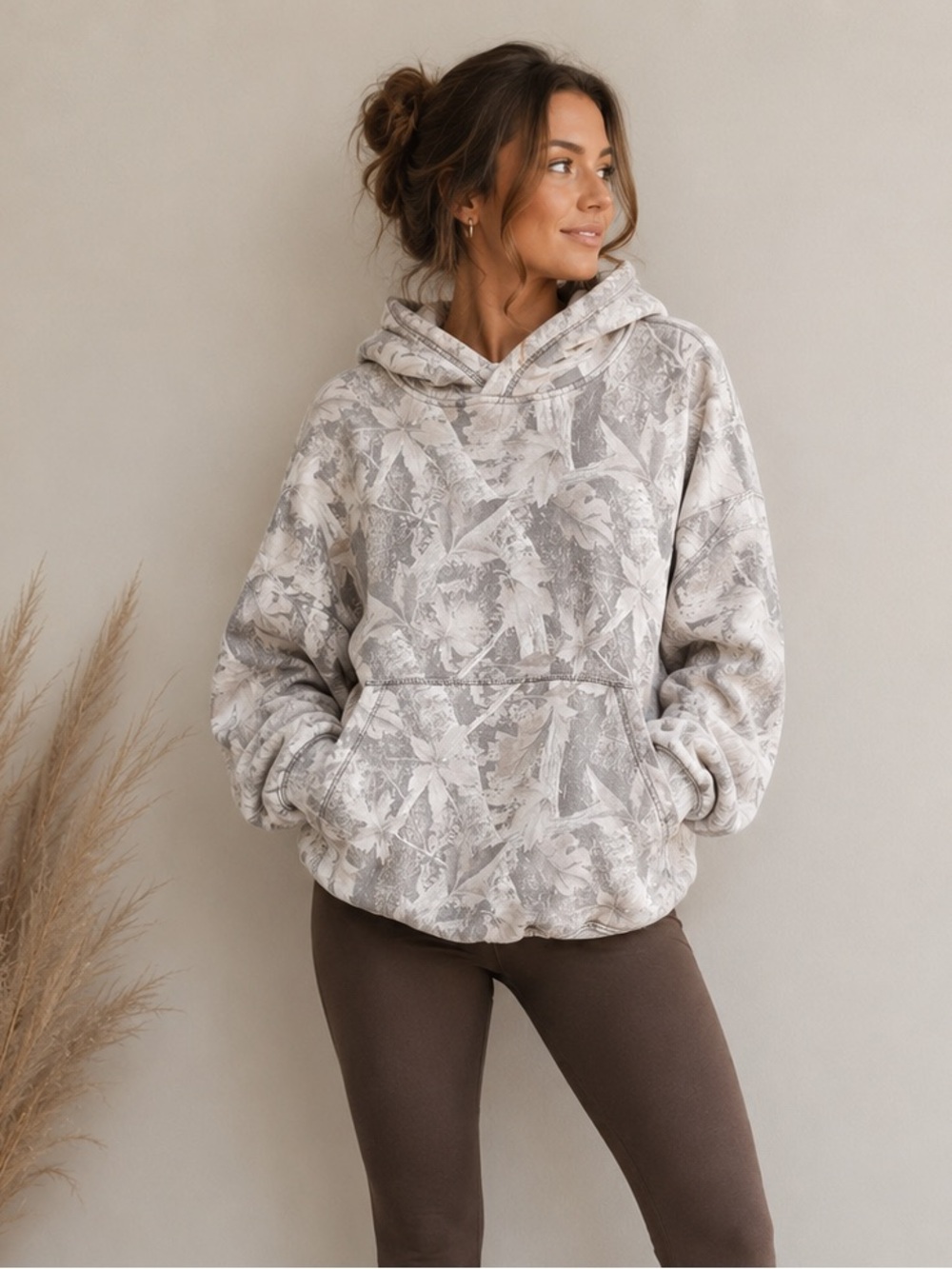 Hollister Baggy Cinch Waist Camo Hoodie Sweatshirt